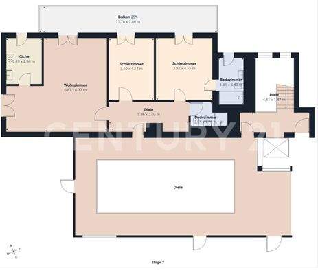 Grundriss der Wohnung inkl. Treppenhaus