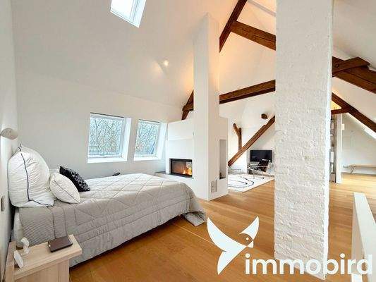 Schlafbereich im Spitzboden