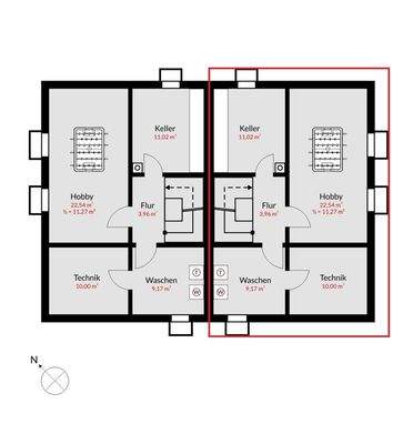 Grundriss UG l markiert