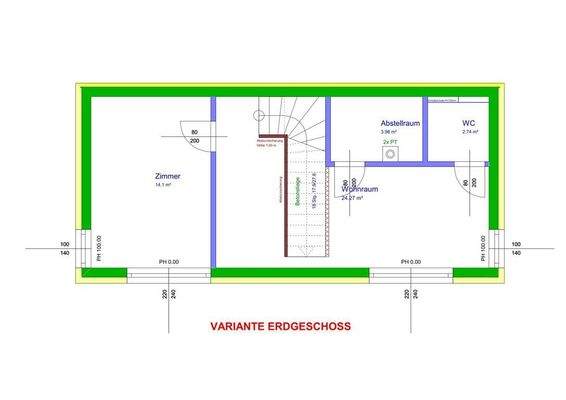 Variante - Erdgeschoss mit einem zusäztzlichen Zim