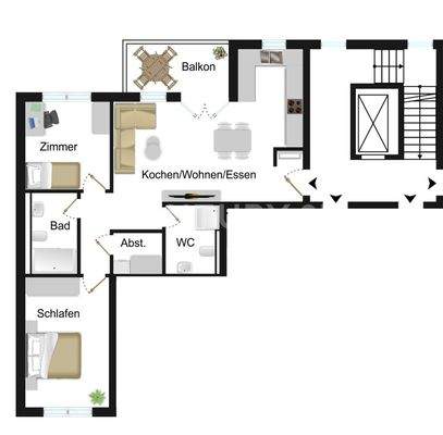 Diese Wohnung gibt es im 1. 2. und 3. Obergeschoss
