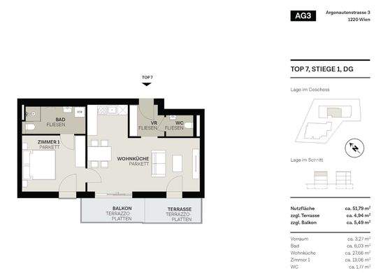 Grundriss Top 7, Stiege 1
