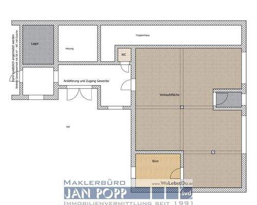 Grundriss Laden und Nebenflächen