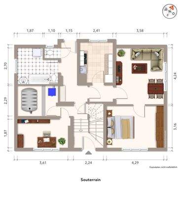 Grundriss Souterrain bespmöbliert