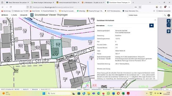 Liegenschaftskarte Katzhütte Oelzerstr. 26