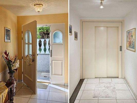 Eingang Einliegerwohnung und Fahrstuhl