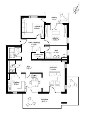 Terrassenwohnung Nr. 1 im Erdgeschoss