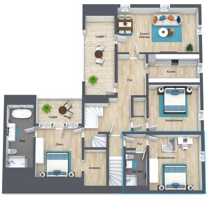 Grundriss OG (3D) - ELW