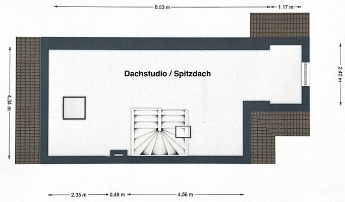 Grundriss - oben - Spitzdach