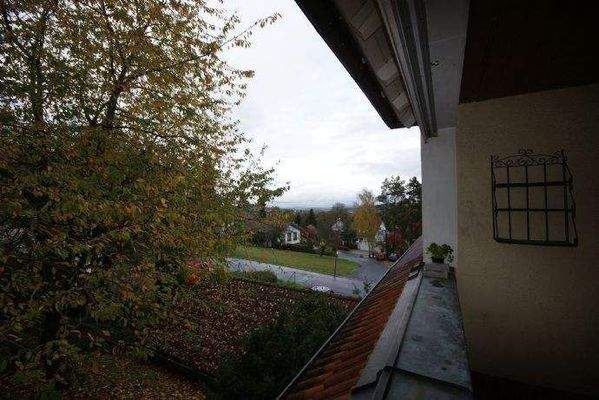 Blick vom Balkon ins Grüne