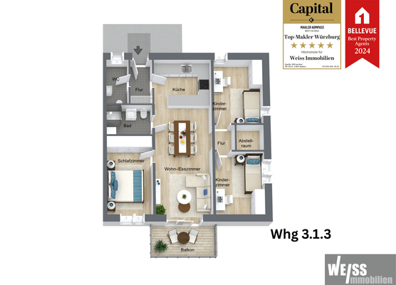 Grundriss Whg. 3.1.3