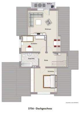 Grundriss DG visualisiert 3756