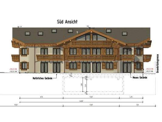 Südansicht aus genehmigten Bauplan