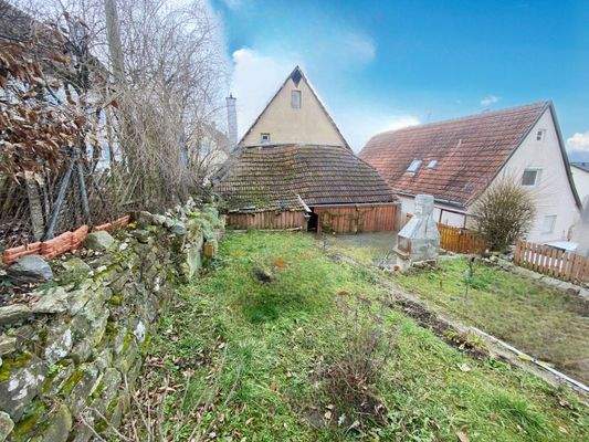 Hausrückseite Garten