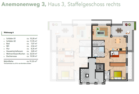 Anemonenweg 3, Staffelgeschoss rechts, Wohnung 6