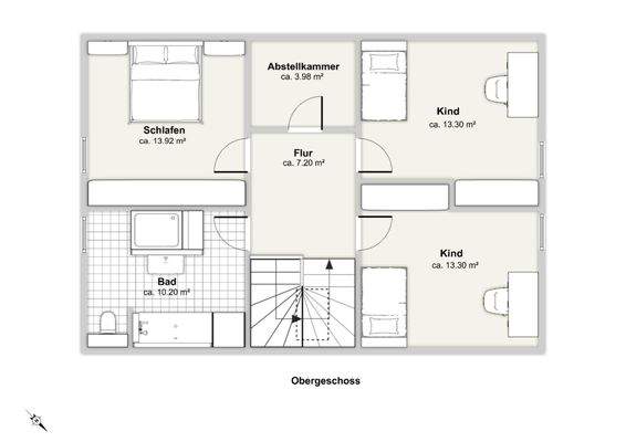 Obergeschoss Haus A + Haus B