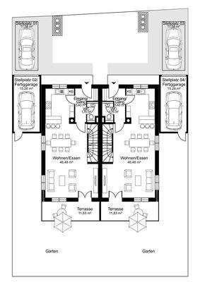 Erdgeschoss mit Aussenanlagen