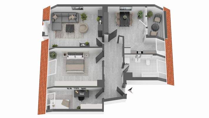 Breitenfelder 28 DG Grundriss (gelb Markiert)