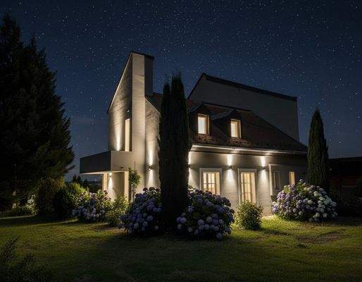 Hausansicht bei Nacht