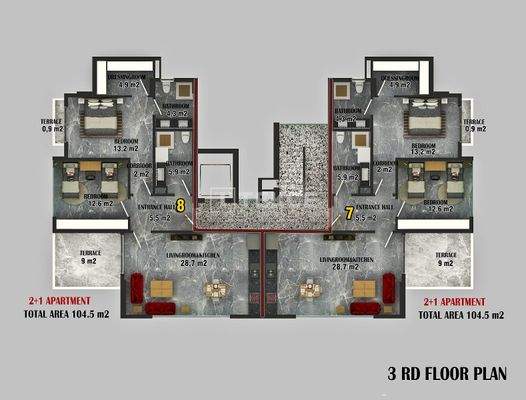 Chic Apartments 400 m from the Coast in Alanya Antalya