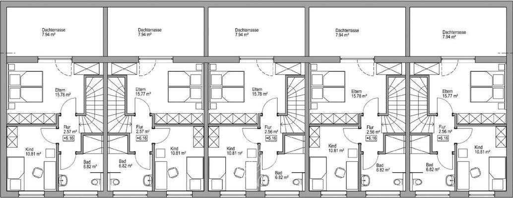 2OG - Grundriss - mit Quadratmeterzahlen
