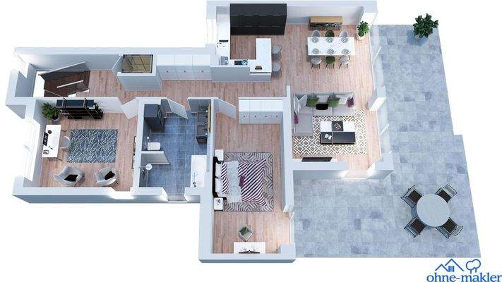 2. Stock mit 60m2 Dachterrasse