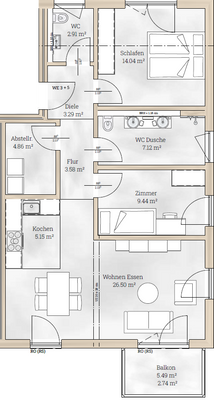 Grundriss Wohnung 3 und 5