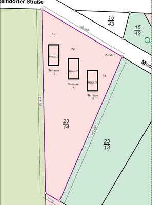 Teilungsentwurf 1 - 3 Baufelder