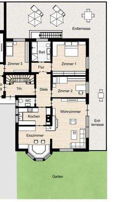 W1: großzügige Räume u. Terrassenflächen