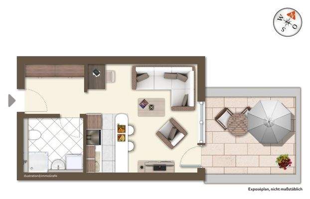 Grundriss 1-Raumwohnung