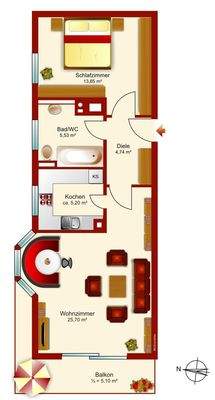 Grundriss der Wohnung