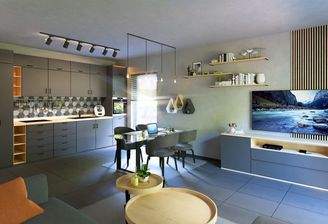 Ansicht Wohn-Koch-Essbereich