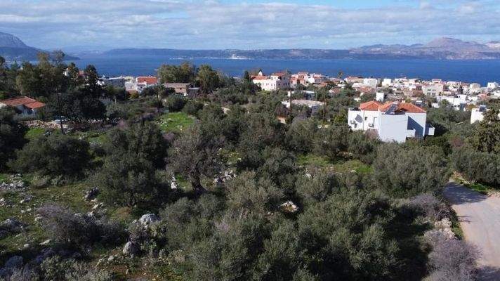 Kreta, Kokkino Chorio: Sofort bebaubares Grundstück mit Meerblick zu verkaufen