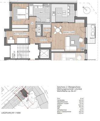 Grundriss 3-Raum WE04