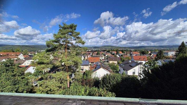 Aussicht von Dachterrasse im Sommer