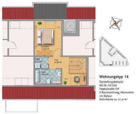 Grundriss Wohnung - obere Ebene