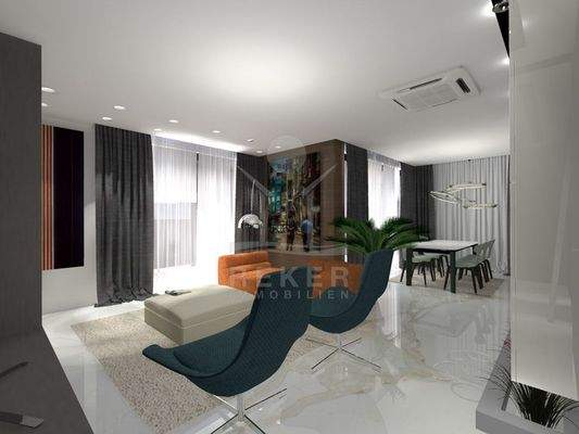 Openspace mit Essbereich und angrenzender Küche