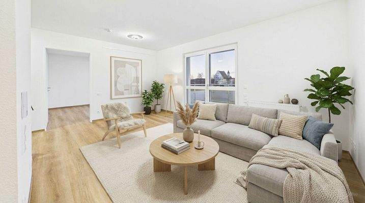 Wohnzimmer mit Balkon (Möbel Visualisierung)