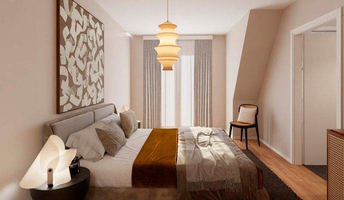 Harmonisch gestalteter Schlafbereich mit direktem 