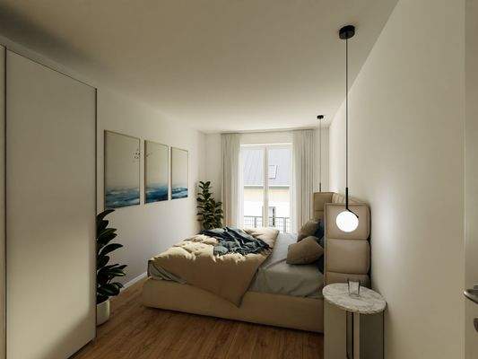 Das großzügige Schlafzimmer