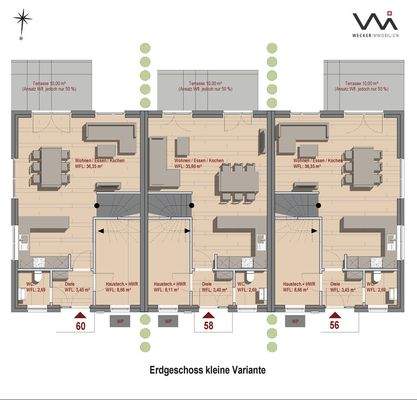 Grundriss 1 Haus Nr. 60 I 58 I 56