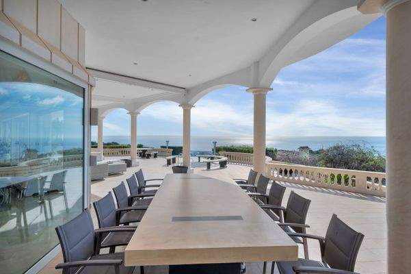 Dining area in terrace in villa in Costa d'en Blanes