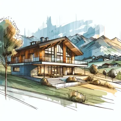 Illustration - Wohnen in den Bergen
