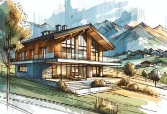 Illustration - Wohnen in den Bergen