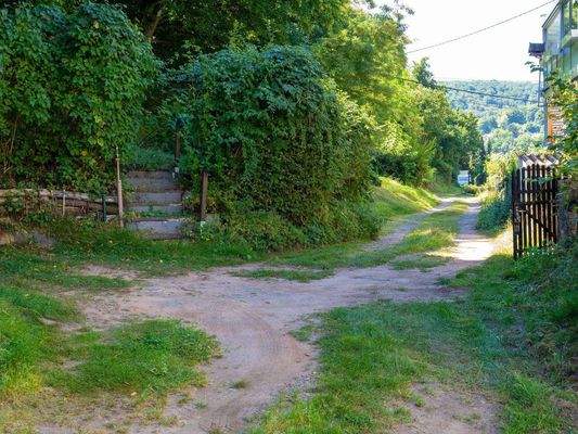 Waldweg mit Pkw Stellplatz