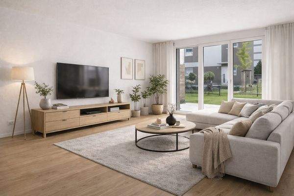 Wohnzimmer, virtuell möbliert