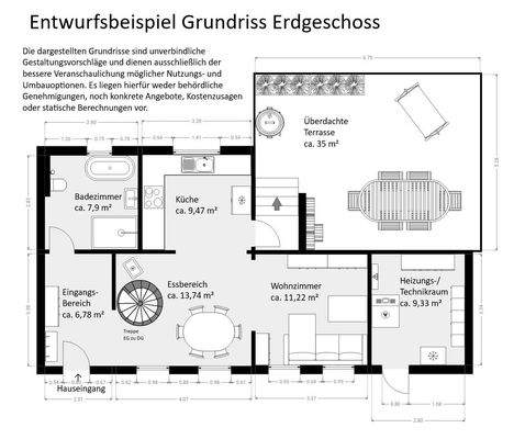 Entwurfsbeispiel Grundriss Erdgeschoss