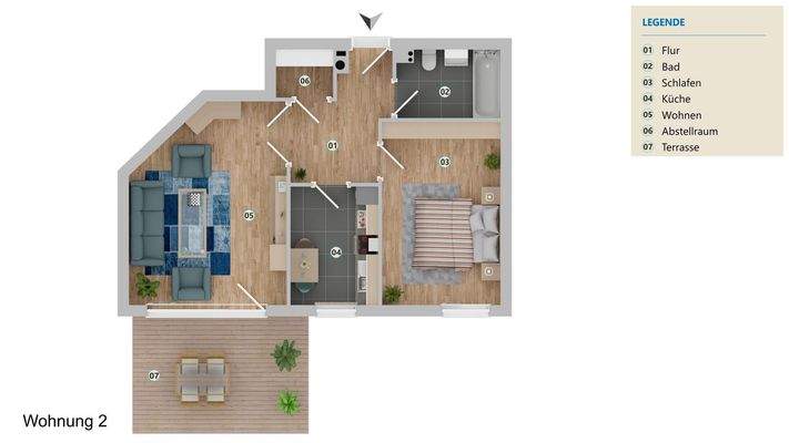 Grundriss der Erdgeschosswohnung