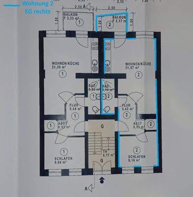 Grundriss Wohnung Nr. 2 - EG rechts