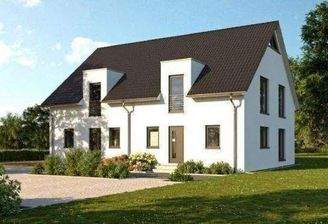 Blick auf das Doppelhaus